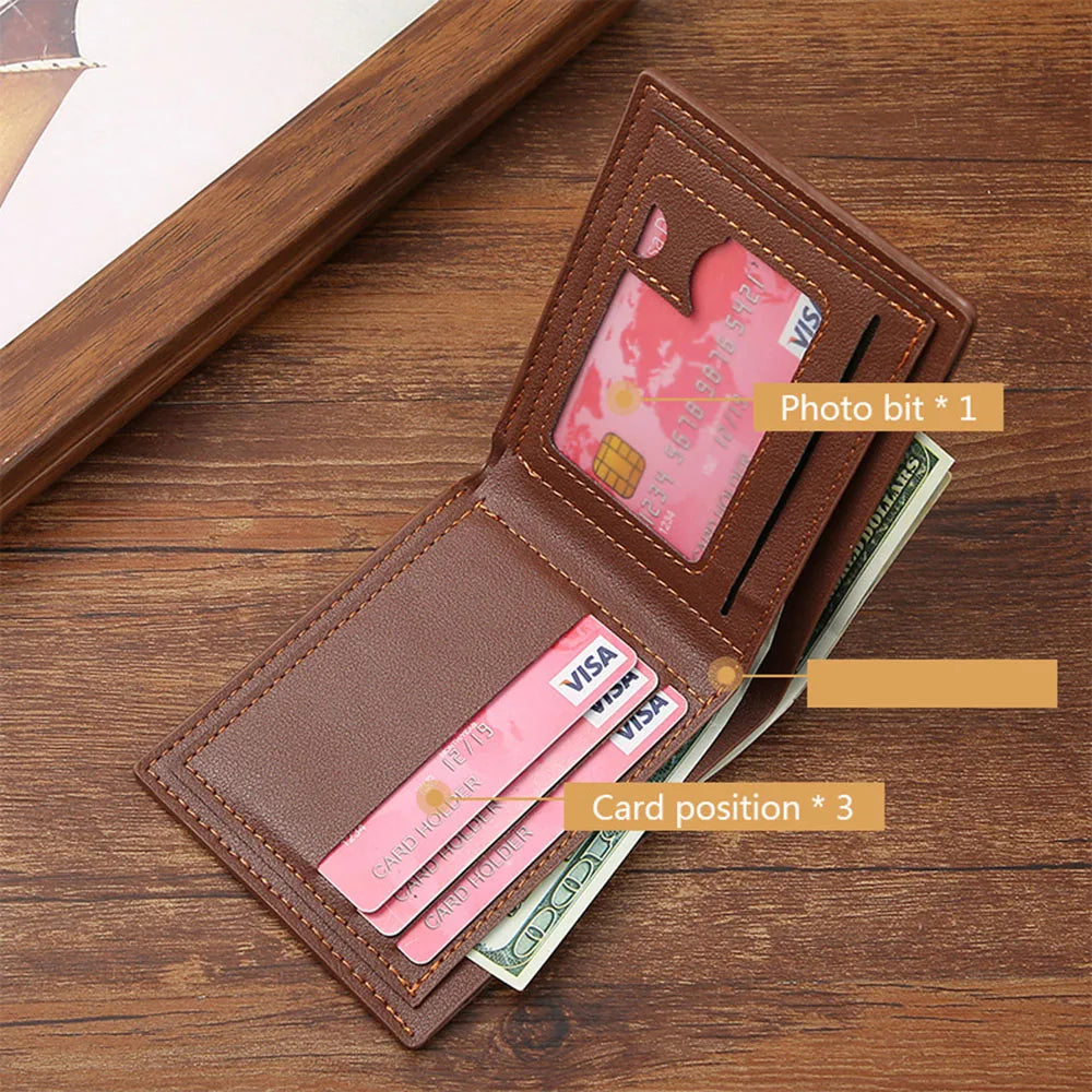 Men's Wallet Short Cash Purse Multi Card Slot Patchwork Card Holder