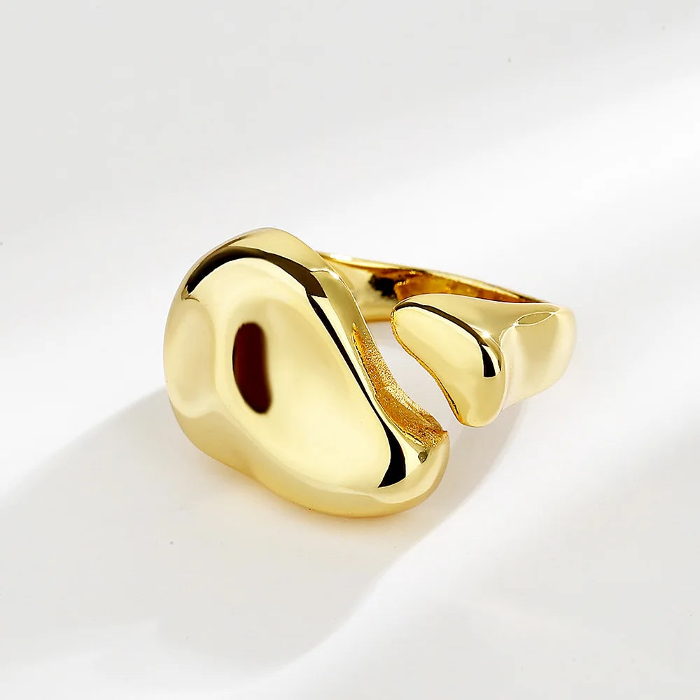 Women Fashion Retro Geometric Gold Colour Metal Rings