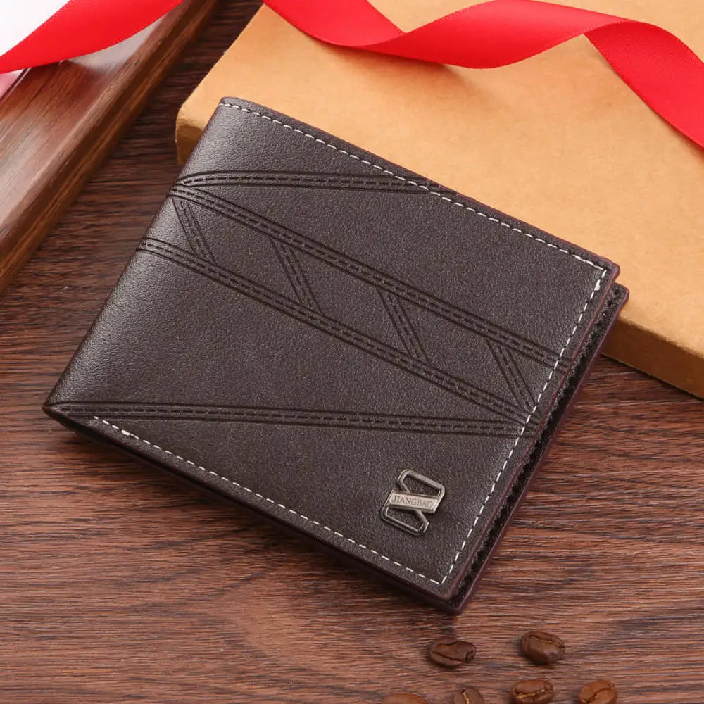 Men's Wallet Short Cash Purse Multi Card Slot Patchwork Card Holder