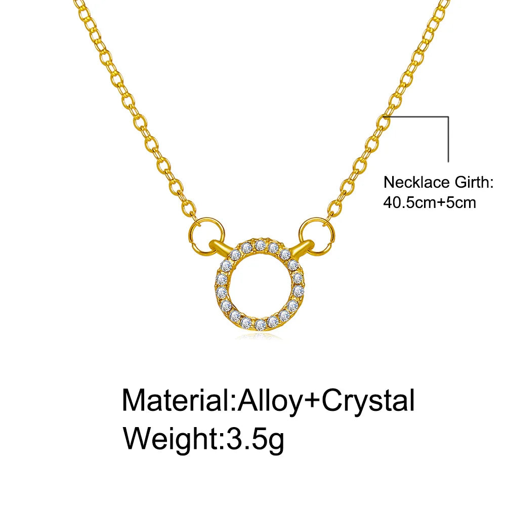 Elegant Jewelry Crystal Circle Pendant Necklace Women Fashion