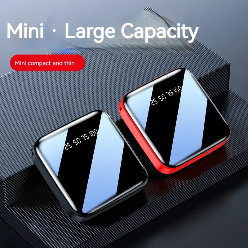 Mini Power Bank Portable Charger Mirror Screen LED Digital Powerbank