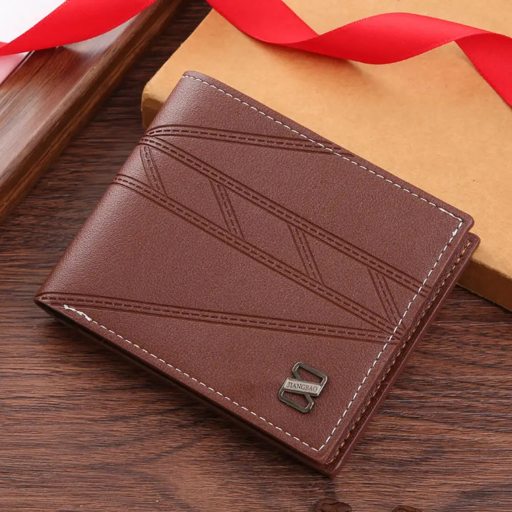 Men's Wallet Short Cash Purse Multi Card Slot Patchwork Card Holder