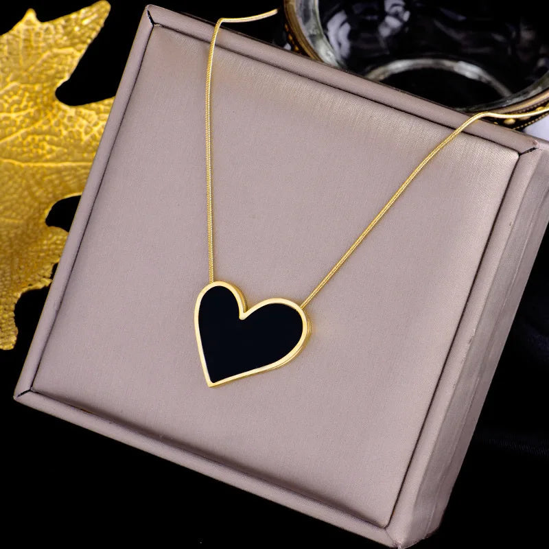 Women Neck Chain Black Exquisite Minimalist Square Pendant