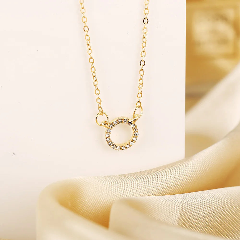 Elegant Jewelry Crystal Circle Pendant Necklace Women Fashion